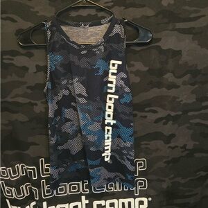 Burn Boot Camp Women's Blue Camo Muscle Tee